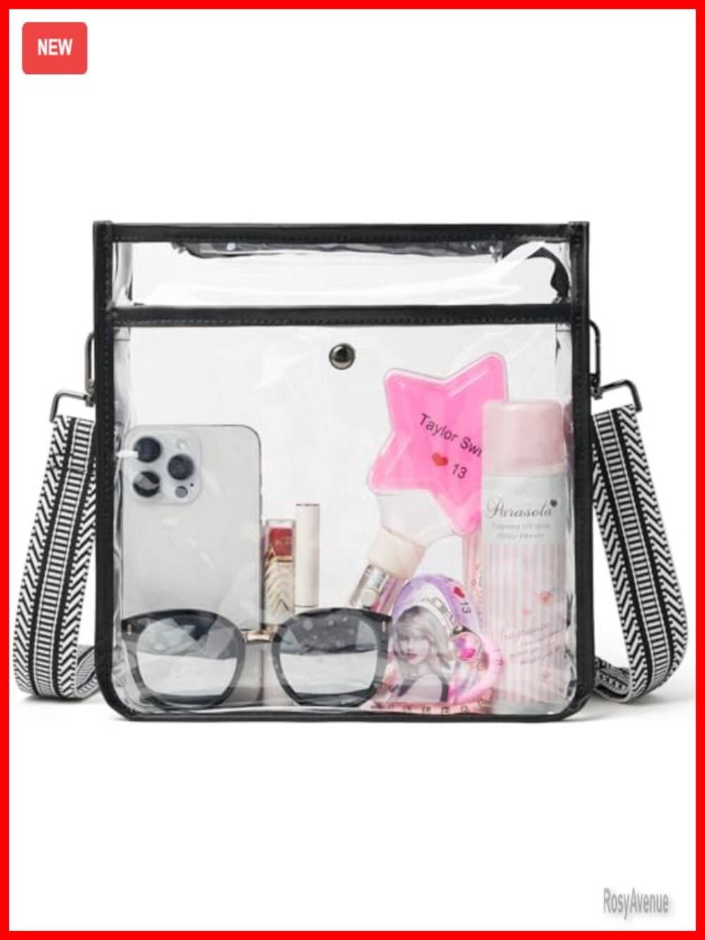Clear Stadium Approved Crossbody Bag with Adjustable Strap